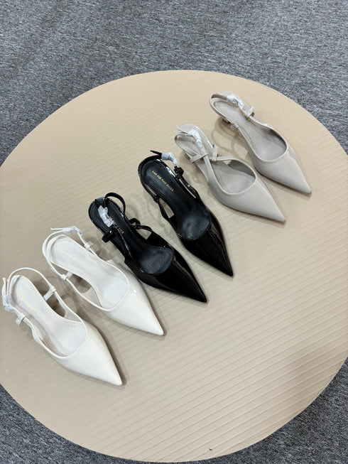 Women Classic Pointed Toe Buckle Strap Kitten Heels